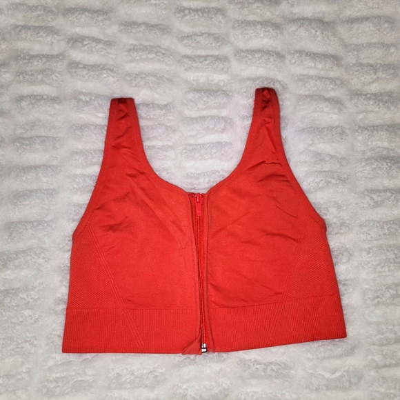 All In Motion Zip-Up Sports Bra Coral - Picture 1 of 3